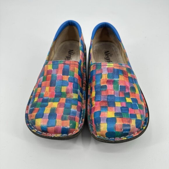 ALEGRIA PG LITE DEB DEBRA shoes slip on comfort colorful leather check 8 8.5 38 - Picture 1 of 9